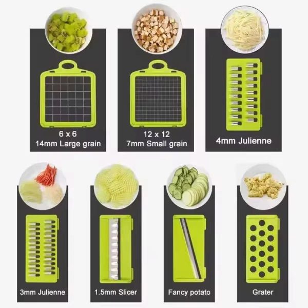 12 In 1 Multifunctional Vegetable Slicer Cutter Shredders Slicer With Basket Fruit Potato Chopper Carrot Grater