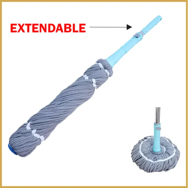 Extendable Twist Mop Fine Fiber Floor Mop – 2-in-1 Rotatable Adjustable Mop | 360-degree Fine Fiber Fabric Self-twisting Dehydrated Mop | Hard Floor Cleaning Mop | Self-twisting Torque Mop For Cleaning Walls