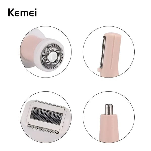 Kemei 4 In 1 Rechargeable Hair Remover Shaver Ladies Epilator – Km-3024 (random Color)