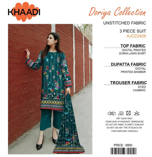 Khaadi Doriya Collection 3 Pcs Lawn | Unstitched Fabric Casual Wear